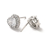 Clear Cubic Zirconia Heart Stud Earrings X-EJEW-K093-21P-2