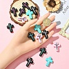 15Pcs 5 Colors Cross with Word Jesus Silicone Focal Beads SIL-YW0002-04-5