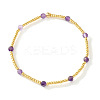 Natural Amethyst & Brass Beads Stretch Bracelets fore Women JB5530-4-1