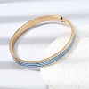 304 Stainless Steel Enamel Striped Hinged Cuff Bangles for Women SA-CBAC920-06G-2
