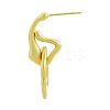 Rack Plating Brass Twist Oval Dangle Stud Earrings for Women EJEW-G322-24MG-3