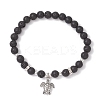 6Pcs Natural Lava Rock Beads Stretch Bracelets BJEW-JB11992-3