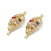 Brass Pave Colorful Cubic Zirconia Connector Charms KK-E068-VC017-2