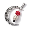 Halloween Synthetic Turquoise Skull Pendants PALLOY-JF02650-01-3