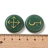 13Pcs Flat Round Natural Green Aventurine Rune Stones G-K335-08B-3