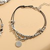 Alloy Charm 2-Strand Black Waxed Cord Anklets FS-WGACEA5-04-1