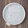 Flat Round with Owl & Flower DIY Cup Mat Silicone Molds SIL-F007-06C-2