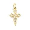 Cross Rack Plating Brass Clear Cubic Zirconia Pendants KK-M293-18G-1