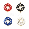 Rack Plating Brass Clear Cubic Zirconia Donut Connector Charms KK-A234-030G-01-1