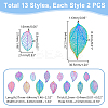 26Pcs 13 Styles Ion Plating(IP) 201 Stainless Steel Filigree Pendants STAS-GA0001-67-2
