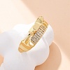 Brass Micro Pave Clear Cubic Zirconia Cuff Rings for Women RJEW-U043-14G-1