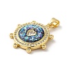 Rack Plating Brass Micro Pave Cubic Zirconia with Synthetic Opal Pendants KK-D088-35G-3