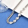 304 Stainless Steel Cuban Link Chain Rhombus Link Chain Necklaces for Men Women NJEW-G186-01P-02-3