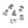 Non-Tarnish 304 Stainless Steel Heart Stud Earring Findings X-STAS-R063-37-4