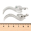 Snake Brass Cubic Zirconia Dangle Stud Earrings for Women EJEW-F367-01B-P-3