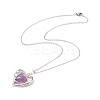 Heart Natural Mixed Stone Pendant Necklaces NJEW-JN03968-7