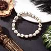 Halloween Dyed Synthetic Turquoise Skull & Round Beaded Stretch Bracelets for Men Women BJEW-JB12255-01-1