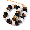 Natural Obsidian & Citrine & Tiger Eye Beads Strands G-N358-01A-05-3