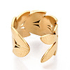 Leaf 304 Stainless Steel Cuff Ring Components STAS-T066-61G-3