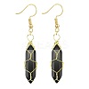 Obsidian Hexagon Handmade Copper Wire Wrapped Earrings Natural Stone Column Earrings ND6138-6-1
