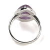 Natural Amethyst Teardrop Adjustable Rings RJEW-K371-08S-15-4