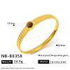 316L Surgical Stainless Steel and Natural Tiger Eye Hinged Bangles for Women WG36166-04-1
