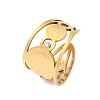 304 Stainless Steel Rhinestone Saint Benedict Open Cuff Rings LS-RJEW-M069-01G-2
