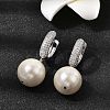 Round Brass Micro Pave Clear Cubic Zirconia Hoop Earrings EJEW-H180-01A-P-1