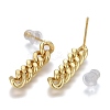 Brass Curb Chain Dangle Stud Earrings X-EJEW-F260-07B-G-2