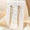 Heart Brass Tassel Stud Earrings EJEW-Z086-04G-2