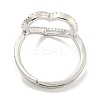 Heart Rack Plating Brass Micro Pave Cubic Zirconia Heart Adjustable Rings for Women RJEW-F162-12P-3