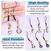 12Pcs 6 Colors Lamp Bulb with Cat Printed Alloy Mobile Straps HJEW-OC00003-4