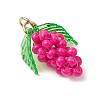 Glass Seed Beaded Grape Pendants PALLOY-MZ00467-01-3