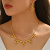 Vintage Brass Micro Pave Cubic Zirconia Triangle Pendant Necklace & Dangle Earring Set for Women SS2880-3