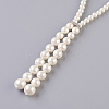 Natural Round Shell Pearl Pendant Necklaces NJEW-P232-F-3