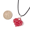 Electroplated Glass Beaded Heart Pendant Black Waxed Cotton Cord Necklaces for Women NJEW-MZ00120-03-3