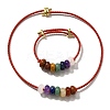 Rondelle Chakra Natural Gemstone Beads Bracelets & Necklaces Sets G-P561-01G-04-4