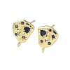 Brass Micro Pave Cubic Zirconia Stud Earring Findings KK-U075-01B-02G-1