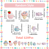 120Pcs 6 Styles Cartoon Opaque Resin Cabochons RESI-SP0001-26-2