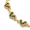 Rack Plating Brass Micro Pave Cubic Zirconia Heart Link Chain Bracelets for Women BJEW-P323-09G-01-2