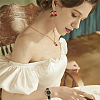 Cubic Zirconia & Alloy Enamel Cherry Pendant Necklaces & Dangle Earrings SJEW-FI0001-22-6
