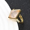 Rhombus Natural Rose Quartz Finger Rings RJEW-B113-01G-06-3