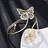 Flower & Butterfly Alloy Arm Cuff Bangles for Girl Women AJEW-A063-01C-G-2