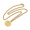 Brass Clear Cubic Zirconia Curb Chain Constellation Pendant Medal Necklaces for Women LS-NJEW-U010-01G-11-2
