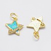 Brass Micro Pave Cubic Zirconia Charms KK-P135-06G-NR-2