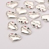 Wedding Theme Antique Silver Tone Tibetan Style Heart with Page Boy Rhinestone Charms TIBEP-N005-14D-2