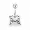 316L Surgical Stainless Steel Pave Clear Cubic Zirconia Curved Barbell Belly Rings FS-WG3A43F-03-1