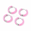 Two Tone 304 Stainless Steel Chunky Huggie Hoop Earrings with Enamel for Women EJEW-C043-11-06P-1