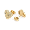 Brass Micro Pave Clear Cubic Zirconia Stud Earrings for Women EJEW-U030-02G-01-2
