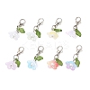 8Pcs 8 Colors Flower Acrylic Pendant Decorations HJEW-FS00034-03-3